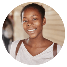 Smiling teen girl wearing backpack