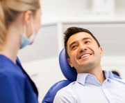 Sedation dentist in Alexandria smiling at her patient