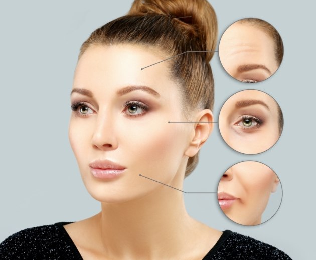Animated person with facial feminization surgery options highlighted